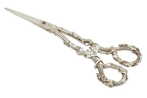 Antique Victorian Quality Solid Silver Grape Scissors