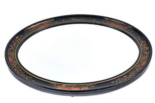 Antique Oval Chinoiserie Wall Mirror