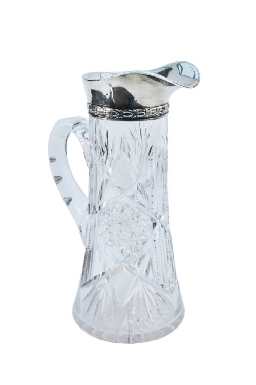 Antique Cut Glass and Silver Rimmed Lemonade Jug