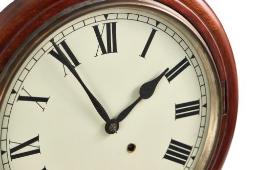 ANTIQUE MAHOGANY DROP DIAL WALL CLOCK - ADDITIONAL PHOTO 2