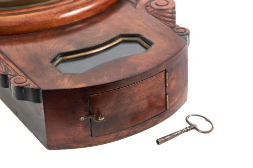 ANTIQUE MAHOGANY DROP DIAL WALL CLOCK - ADDITIONAL PHOTO 5