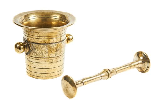 ANTIQUE BRASS PESTLE MORTAR - ADDITIONAL PHOTO 1