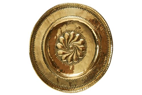 Large Antique Circular Brass Alms Dish