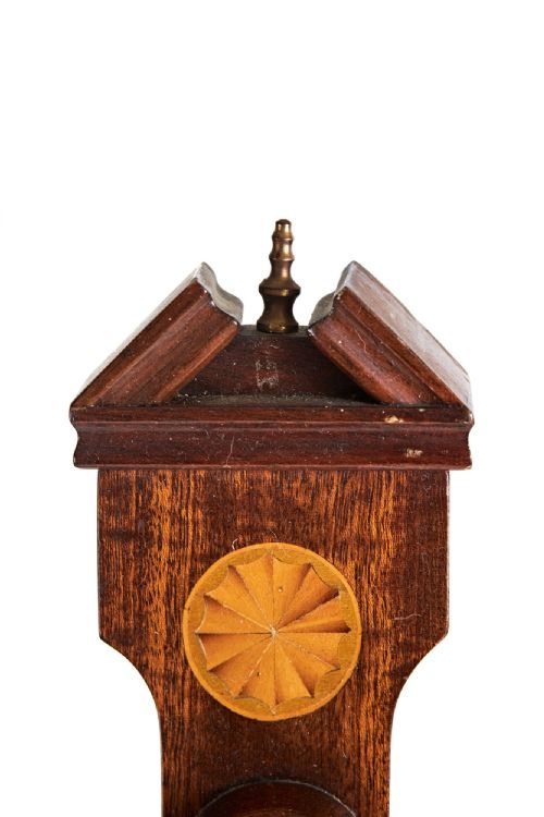 SMALL ANTIQUE MAHOGANY ANEROID BAROMETER - ADDITIONAL PHOTO 5