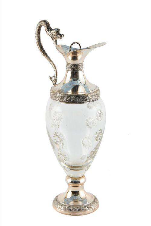 Antique Cut Glass and Silver Plated Claret Jug