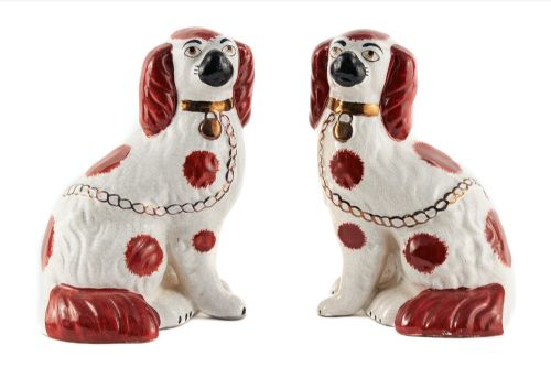pair of antique staffordshire dogs - CATEGORY: ANTIQUE CERAMICS - DATED 19TH CENTURY