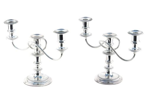 antique pair of silver plated candelabras - CATEGORY: ANTIQUE SILVER - DATED 1920