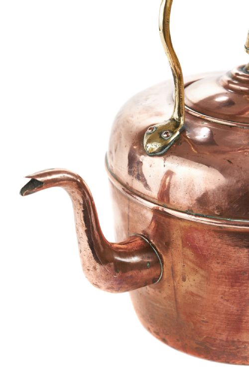 LARGE ANTIQUE COPPER AND BRASS KETTLE - ADDITIONAL PHOTO 1