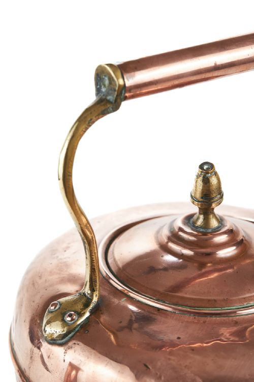 LARGE ANTIQUE COPPER AND BRASS KETTLE - ADDITIONAL PHOTO 2