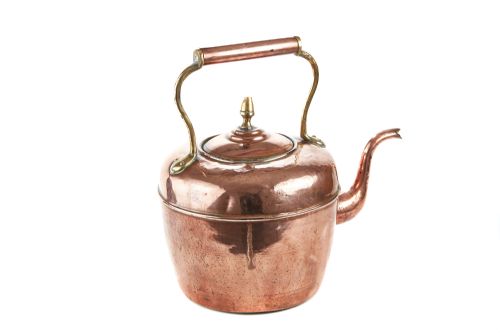 LARGE ANTIQUE COPPER AND BRASS KETTLE - ADDITIONAL PHOTO 3