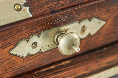 LARGE VICTORIAN OAK AND SILVER PLATE DESK STAND - ADDITIONAL PHOTO 4