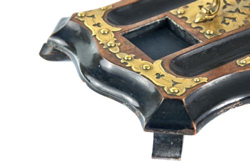 ANTIQUE VICTORIAN WALNUT AND EBONISED BRASS MOUNTED INKSTAND - ADDITIONAL PHOTO 3