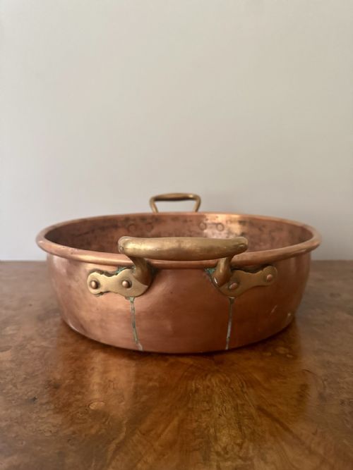 LARGE ANTIQUE 19TH CENTURY COPPER PAN - ADDITIONAL PHOTO 2