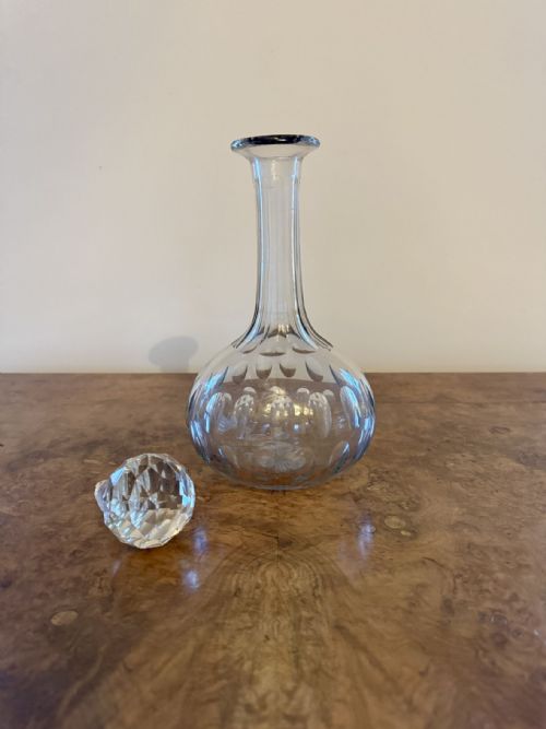 PRETTY ANTIQUE EDWARDIAN QUALITY GLASS DECANTER - ADDITIONAL PHOTO 1