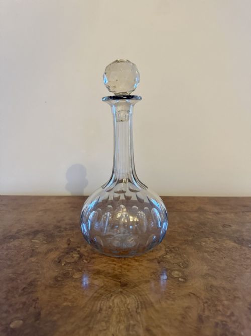 PRETTY ANTIQUE EDWARDIAN QUALITY GLASS DECANTER - ADDITIONAL PHOTO 2