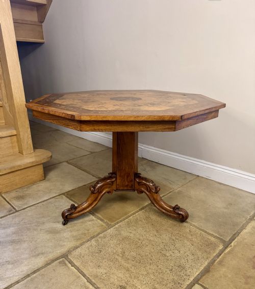 FINE QUALITY 19TH CENTURY MARQUETRY INLAID OCTAGONAL CENTRE TABLE - ADDITIONAL PHOTO 7