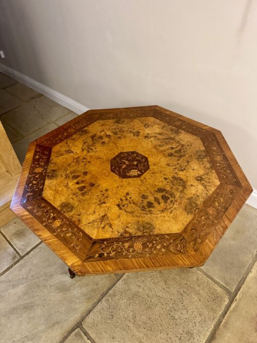 FINE QUALITY 19TH CENTURY MARQUETRY INLAID OCTAGONAL CENTRE TABLE - ADDITIONAL PHOTO 1