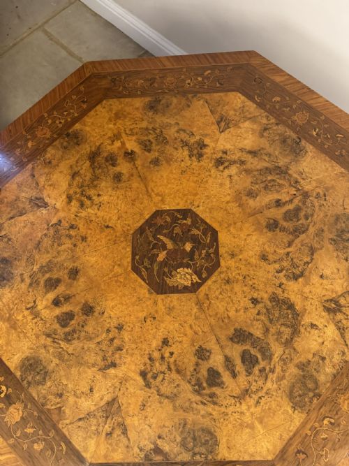 FINE QUALITY 19TH CENTURY MARQUETRY INLAID OCTAGONAL CENTRE TABLE - ADDITIONAL PHOTO 4