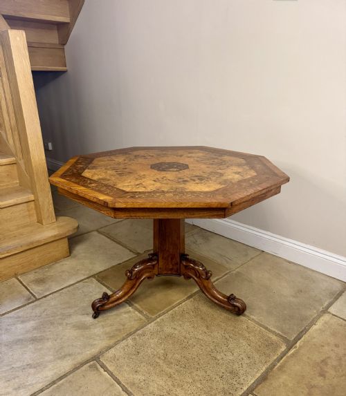 FINE QUALITY 19TH CENTURY MARQUETRY INLAID OCTAGONAL CENTRE TABLE - ADDITIONAL PHOTO 5