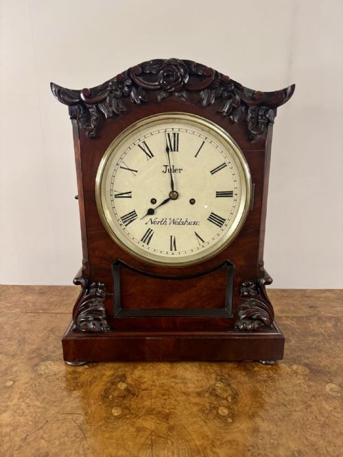 STUNNING QUALITY ANTIQUE 19TH CENTURY MAHOGANY BRACKET CLOCK - ADDITIONAL PHOTO 4