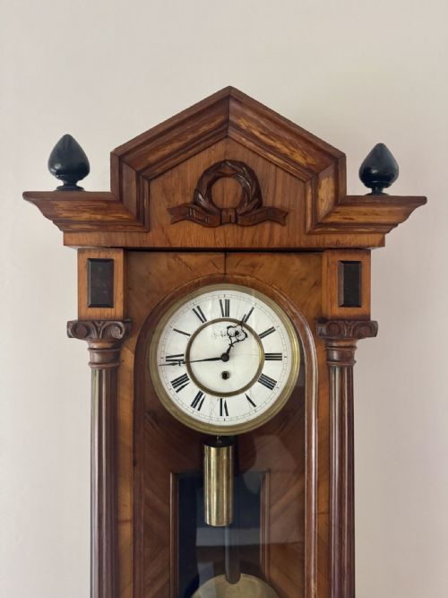 FANTASTIC QUALITY ANTIQUE 19TH CENTURY WALNUT WALL CLOCK - ADDITIONAL PHOTO 1