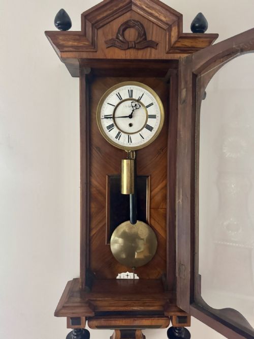 FANTASTIC QUALITY ANTIQUE 19TH CENTURY WALNUT WALL CLOCK - ADDITIONAL PHOTO 6