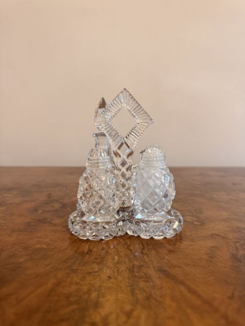 PRETTY ANTIQUE EDWARDIAN QUALITY CUT GLASS CRUET - ADDITIONAL PHOTO 3