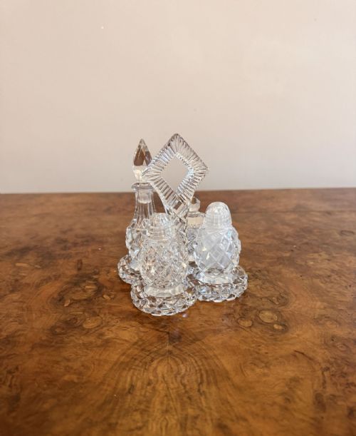 PRETTY ANTIQUE EDWARDIAN QUALITY CUT GLASS CRUET - ADDITIONAL PHOTO 2