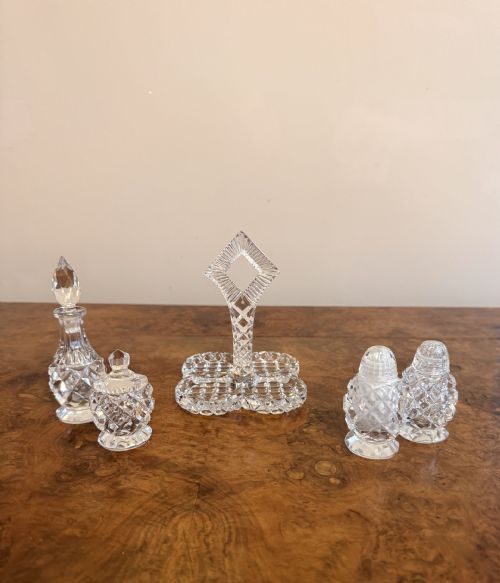 PRETTY ANTIQUE EDWARDIAN QUALITY CUT GLASS CRUET - ADDITIONAL PHOTO 4