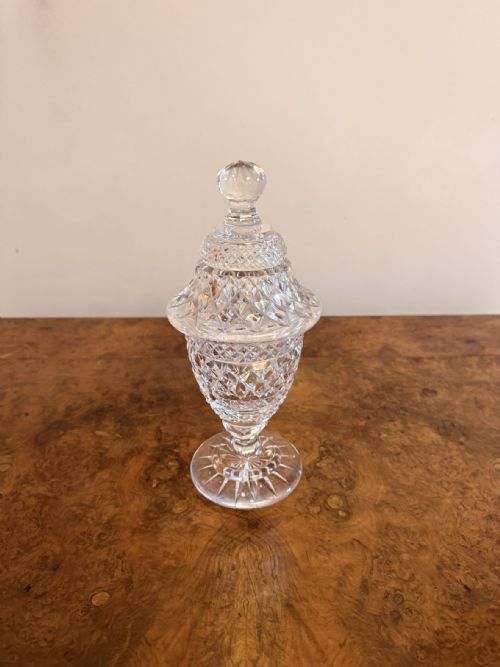 FINE QUALITY PAIR OF ANTIQUE EDWARDIAN CUT GLASS LIDDED JARS - ADDITIONAL PHOTO 1