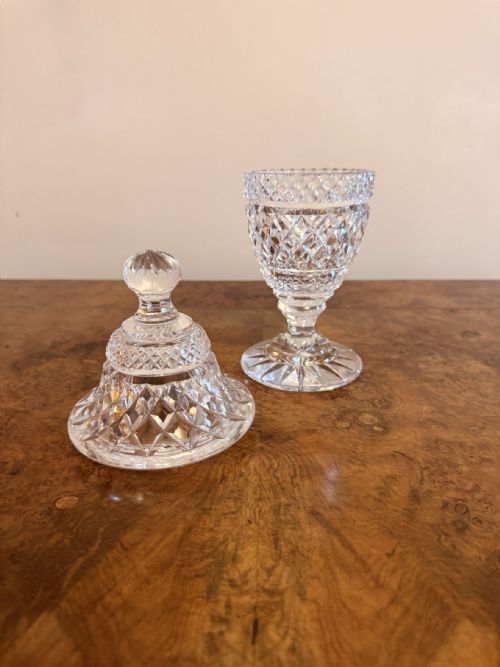 FINE QUALITY PAIR OF ANTIQUE EDWARDIAN CUT GLASS LIDDED JARS - ADDITIONAL PHOTO 2