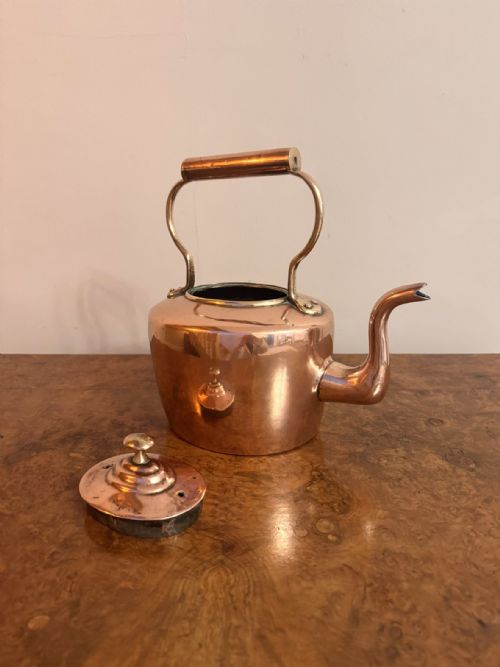 QUALITY ANTIQUE GEORGE III SMALL COPPER KETTLE - ADDITIONAL PHOTO 4