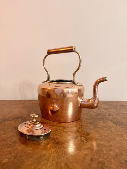 QUALITY ANTIQUE GEORGE III SMALL COPPER KETTLE - ADDITIONAL PHOTO 1