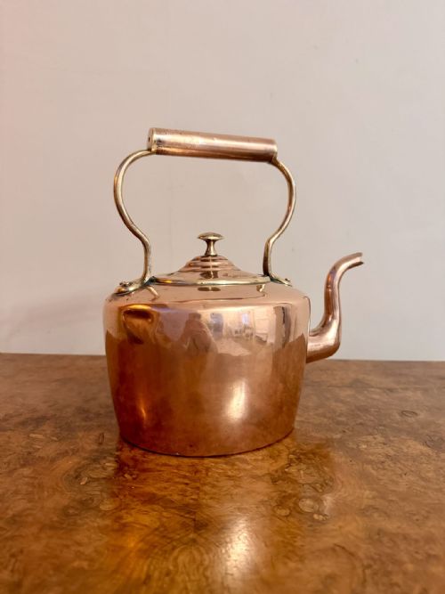 QUALITY ANTIQUE GEORGE III SMALL COPPER KETTLE - ADDITIONAL PHOTO 2