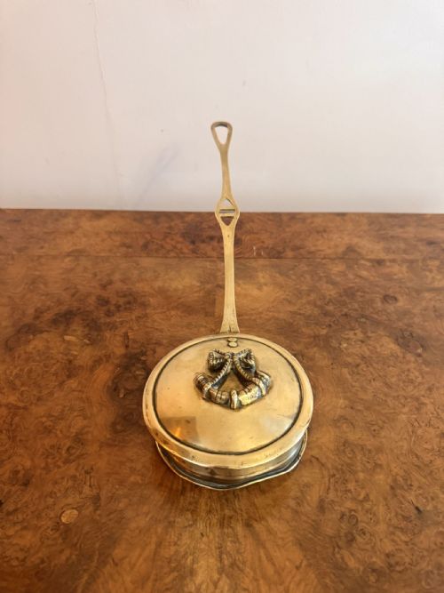 LOVELY ANTIQUE EDWARDIAN BRASS CHESTNUT ROASTER - ADDITIONAL PHOTO 3