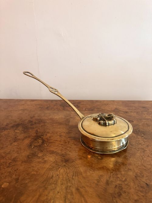 LOVELY ANTIQUE EDWARDIAN BRASS CHESTNUT ROASTER - ADDITIONAL PHOTO 2