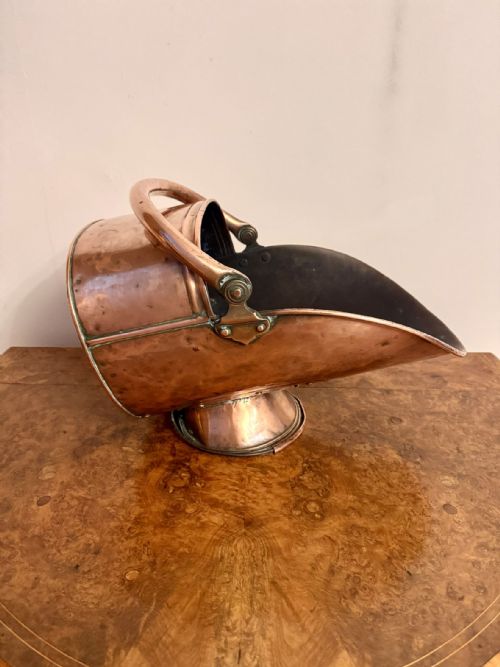 ANTIQUE GEORGE III COPPER HELMET COAL SCUTTLE - ADDITIONAL PHOTO 3