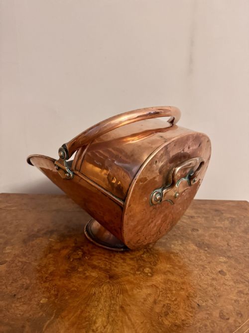 ANTIQUE GEORGE III COPPER HELMET COAL SCUTTLE - ADDITIONAL PHOTO 1