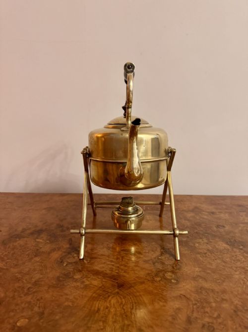 ANTIQUE EDWARDIAN QUALITY BRASS SPIRIT KETTLE AND STAND - ADDITIONAL PHOTO 2