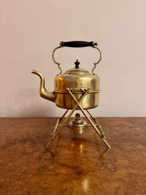 ANTIQUE EDWARDIAN QUALITY BRASS SPIRIT KETTLE AND STAND - ADDITIONAL PHOTO 4