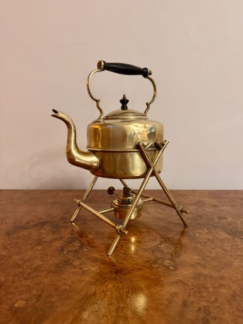 ANTIQUE EDWARDIAN QUALITY BRASS SPIRIT KETTLE AND STAND - ADDITIONAL PHOTO 5