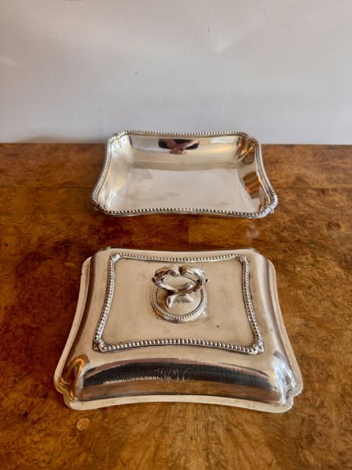 ANTIQUE EDWARDIAN SILVER PLATED ENTREE DISH - ADDITIONAL PHOTO 4