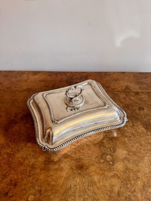 ANTIQUE EDWARDIAN SILVER PLATED ENTREE DISH - ADDITIONAL PHOTO 2