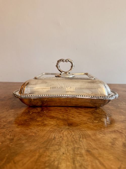 ANTIQUE EDWARDIAN SILVER PLATED ENTREE DISH - ADDITIONAL PHOTO 3