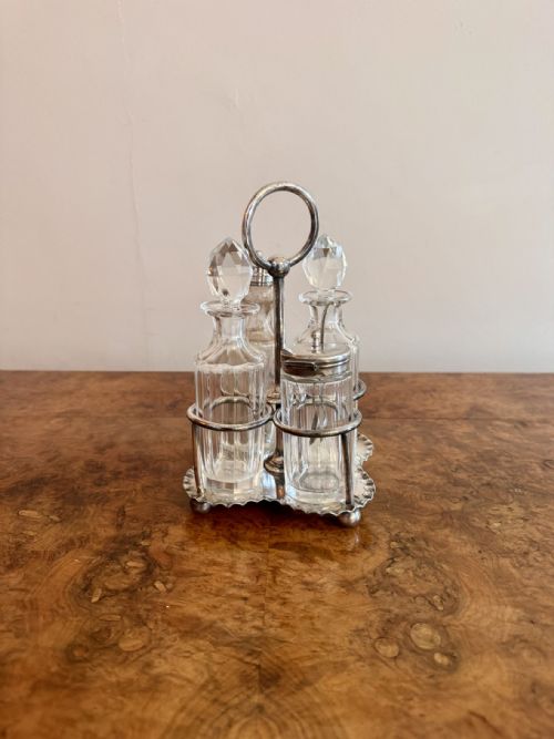 LOVELY ANTIQUE EDWARDIAN SILVER PLATED CRUET SET - ADDITIONAL PHOTO 4