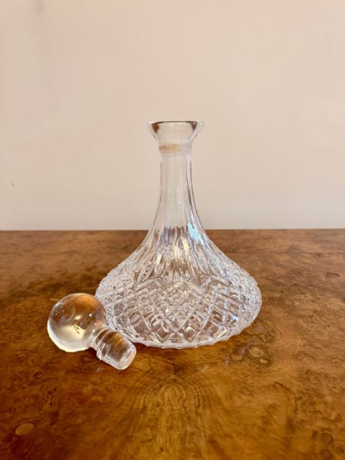 ANTIQUE EDWARDIAN QUALITY CUT GLASS SHIPS DECANTER - ADDITIONAL PHOTO 1