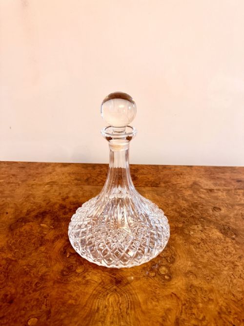 ANTIQUE EDWARDIAN QUALITY CUT GLASS SHIPS DECANTER - ADDITIONAL PHOTO 2