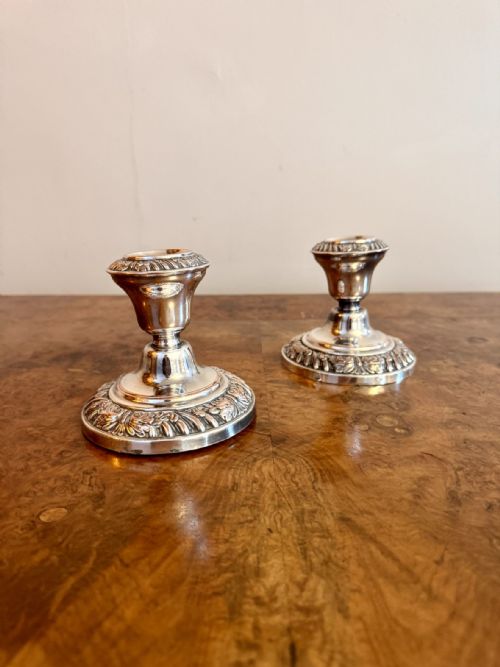 QUALITY PAIR OF ANTIQUE VICTORIAN MINIATURE CANDLESTICKS - ADDITIONAL PHOTO 2