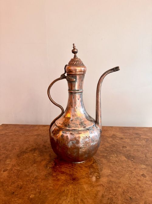 QUALITY 19TH CENTURY ANTIQUE MIDDLE EASTERN COPPER COFFEE POT - ADDITIONAL PHOTO 1