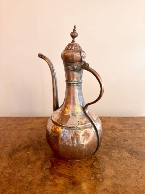 QUALITY 19TH CENTURY ANTIQUE MIDDLE EASTERN COPPER COFFEE POT - ADDITIONAL PHOTO 4